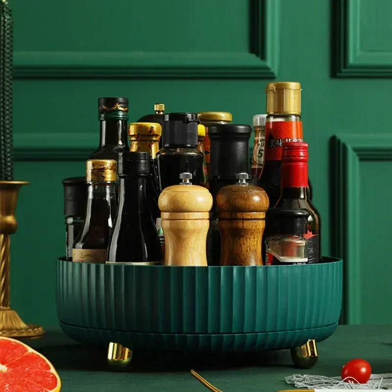 

Storage Rotating Food Storage Box Spice Non Slip Bathroom Tray Tray Containers 360 Cosmetics Kitchen Organizer Jar for Snack