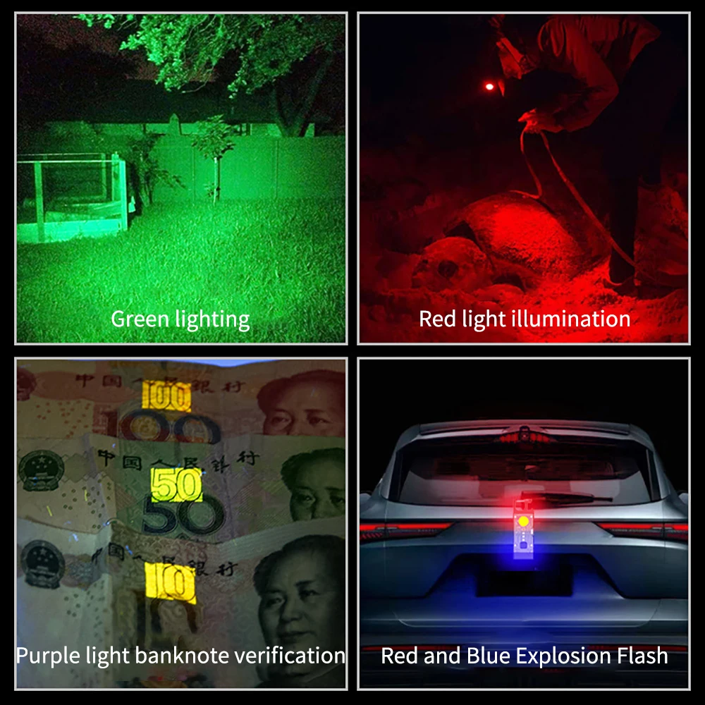 Mini EDC Solar LED Flashlight Multifunctional Keychain Torch USB Charging COB Camping Lantern Floodlight with Strong Magnetic camping light portable flashlight portable lanterns camping lamp camping lantern keychain work light portable work lights portable work light portable torch
