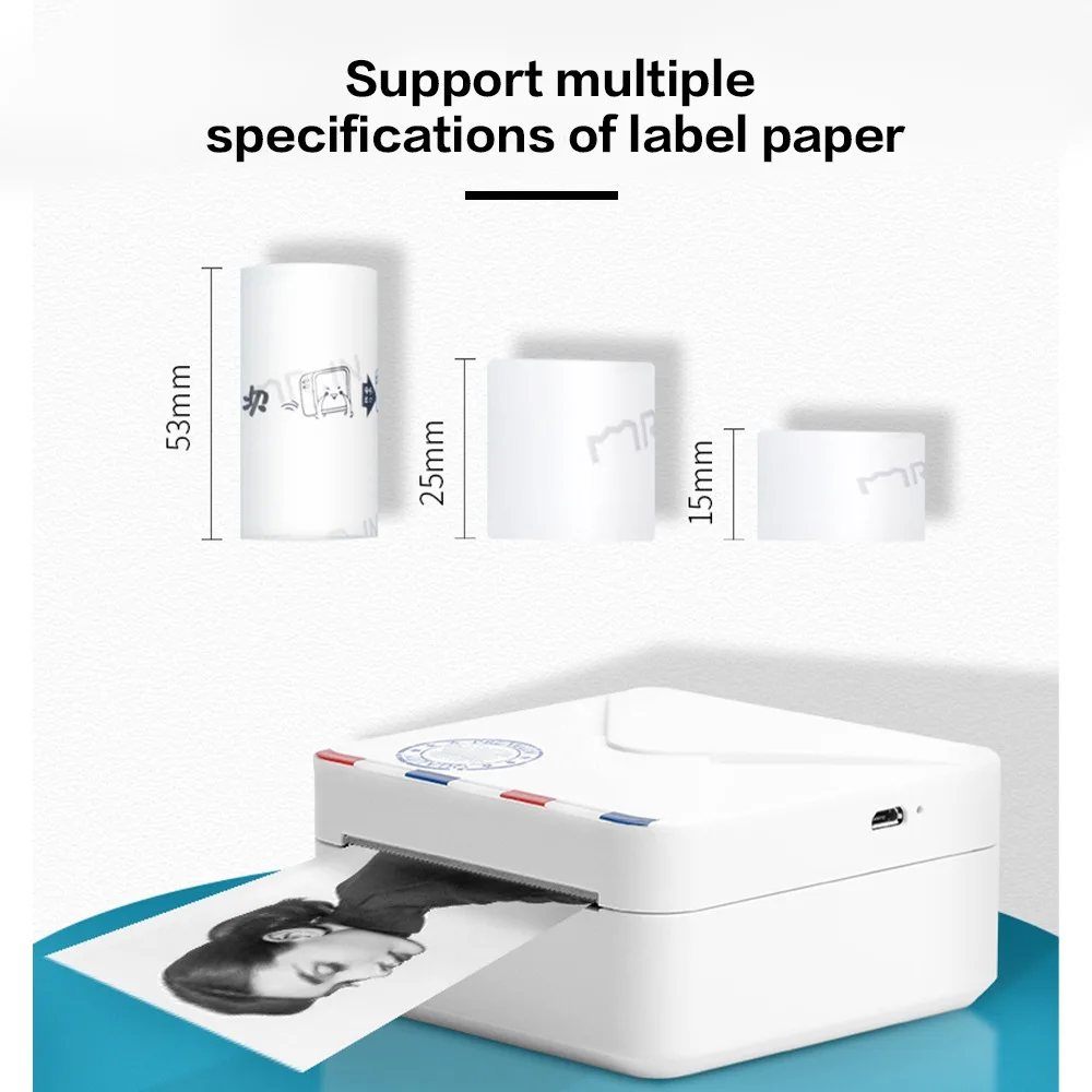 Phomemo 사진 프린터 M02S 300 인치 당 점 53mm 열 종이 DIY 아트 장식 레이블 전화 무선 미니 포켓 Labeler 스티커 인쇄