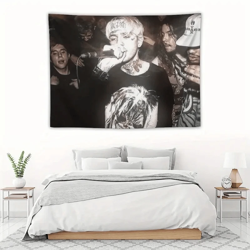 VIKAMA Tapisserie murale style Hip-Hop Lil Peep noir et blanc pour concert en direct, décoration pour chambre et dortoir, pour fans 1 VIKAMA Tapisserie murale style Hip-Hop Lil Peep noir et blanc pour concert en direct, décoration pour chambre et dortoir, pour fans 1