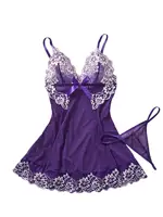 Purple Women Lace Babydoll Dress Soft Sleepwear Underwear Festival Gift