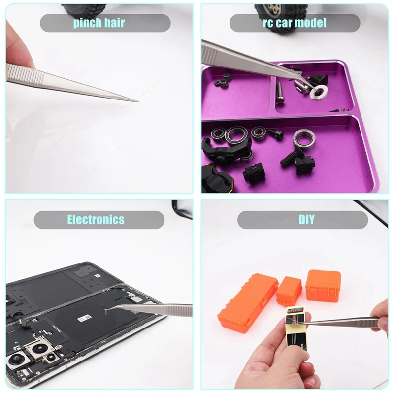 2PCS Precision Tweezers, Model Hobby Making Tools, Upgraded Bent And Straight Flat Tip Stainless Steel Tweezers-Y46A