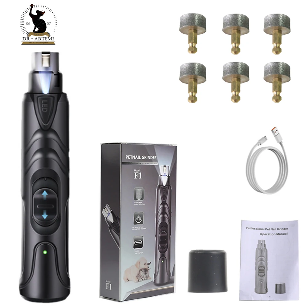 Rechargeable USB Charging Pet Dog Nail Grinders Electric Cat Paws Nail Grooming Trimmer Tools