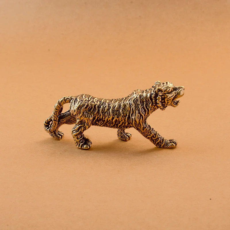 

Little Fairy/ Brass Zodiac Tiger Creative Home Garden Decoration Desk Mini Animal Three-dimensional Statue Copper Crafts Gift