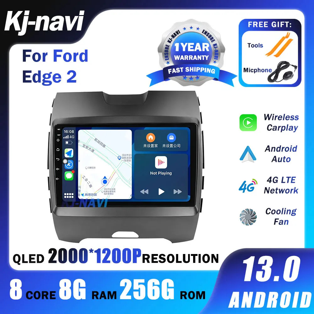Autoradio Android 13 Per Ford Edge 2 2015 2016 2017 2018 Multimedia Tv Gps Lettore Video Lettore Autoradio Navigazione Qled Dsp Bt