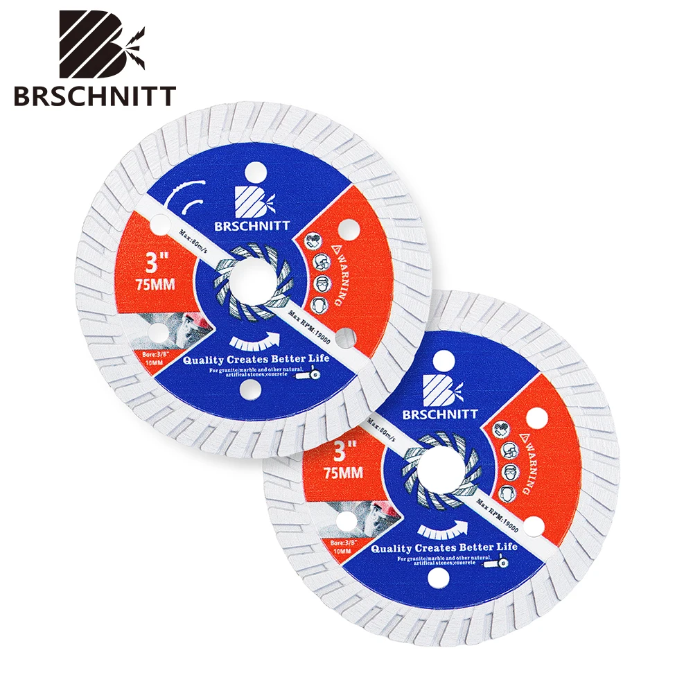 BRSCHNITT 3inchs Dia 75mm Mini Saw Diamond Disc Cutting Disc Wood HSS Concrete Tile Saw Blade 2pcs For Cutting Soft Metal Tile