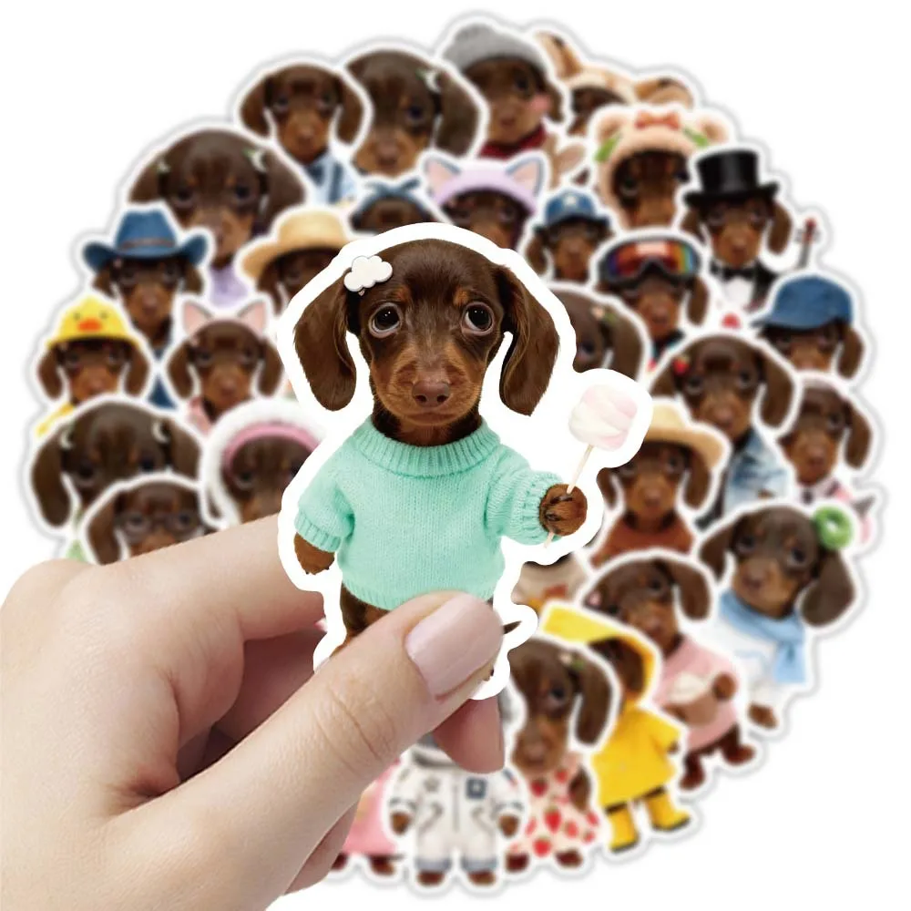 50/100Pcs 귀여운 닥스훈트 낙서 스티커 Ins 스타일 방수 컵 전화 케이스 노트북 헬멧 자동차 파일 폴더 책상 서랍 데칼