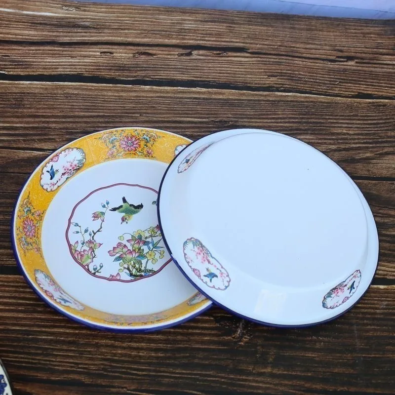 25-40cm Jade-Yellow Enamel Tea Plate Hand-Crafted Palace-Inspired Multi-Functional Durable  Food-Safe Bowls Soup  Plates Trays 4