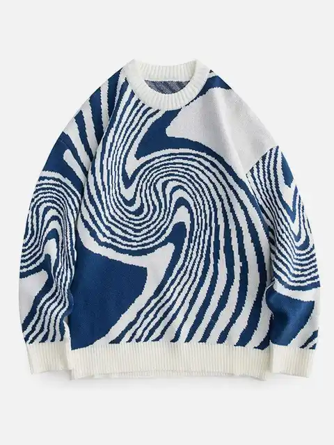 Swirl Pattern Pullover Sweater 1