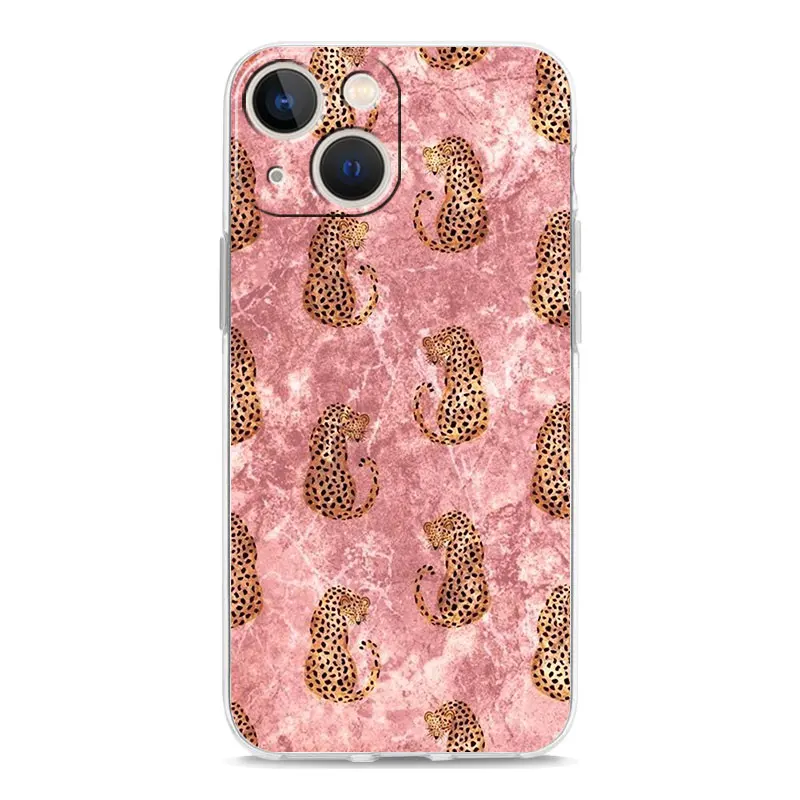 Fashion Gold Pink Marble Clear Phone Case Cover