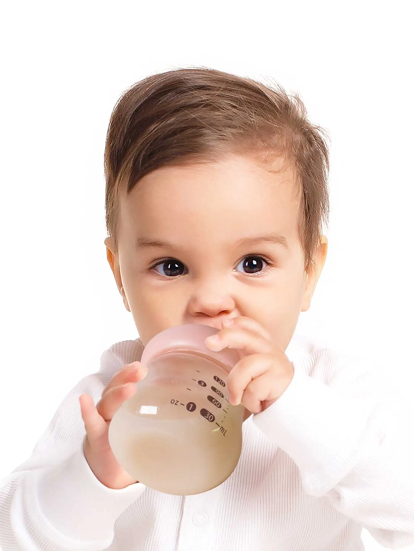 120ml Glass Baby Bottle Feeding bottle Cute Little Hore Wide neck pacifier High quality anti colic hole baby bottles