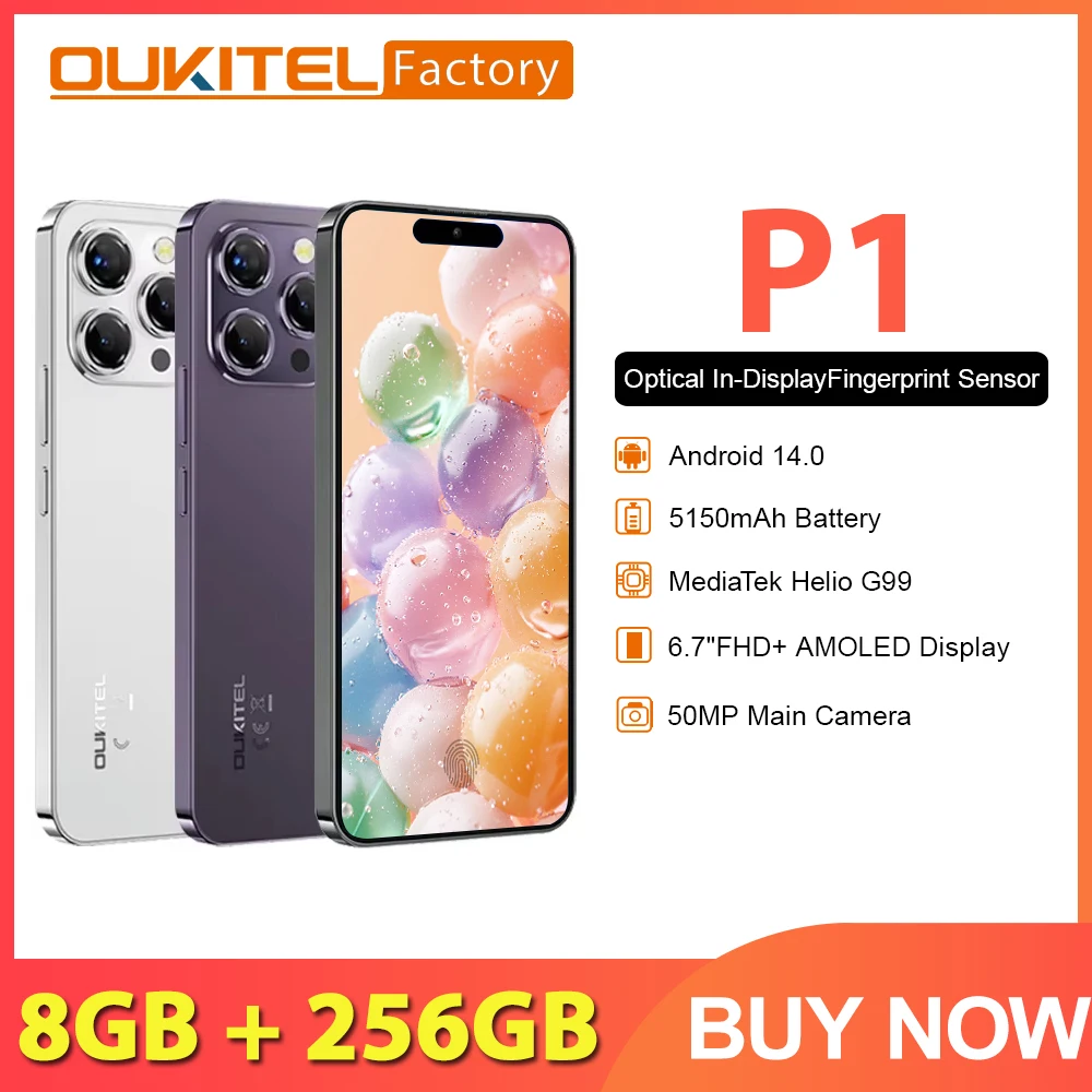 【極美品】OUKITEL P1 グローバル 4GB/8GB RAM＋256GB SmartPhone: Oukitel P1 6.7-inch Ultra-thin Body 8GB+256GB