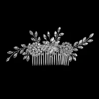 Silver Color Rhinestone Wedding Hair Comb Pearl Crystal Hair Accessories for Bride Ornament Prom Bridal Flower Headpiece Jewelry - Image 2