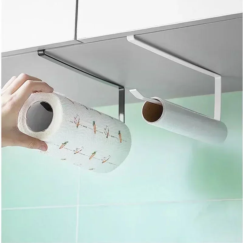 Creative Perforation-free Hanging Storage Rack Kitchen Paper Towel Rack Cabinet Paper Plastic Wrap Spread Layout
