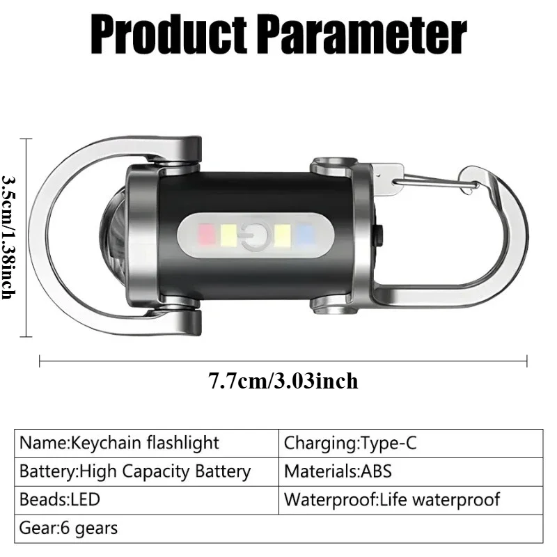 New COB LED Camping Lantern USB Rechargeable Portable Waterproof Hanging Keychain Flashlight for Outdoor Home Decor