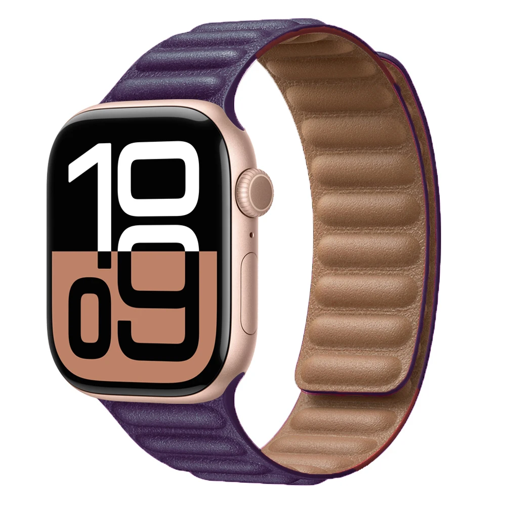 Premium Leather Magnetic Loop Watch Band Strap - Elegant Bracelet Design