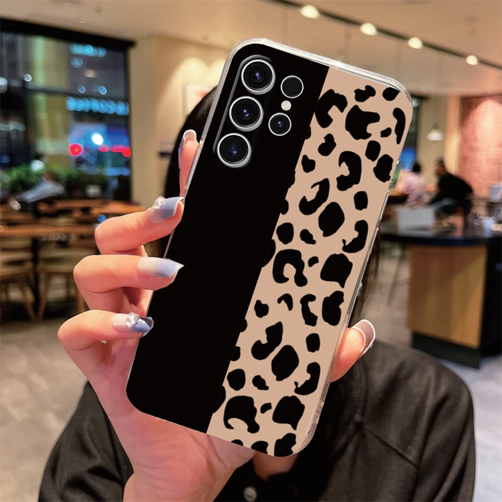 White Leopard Print Clear Phone Case - Artistic Marble Design