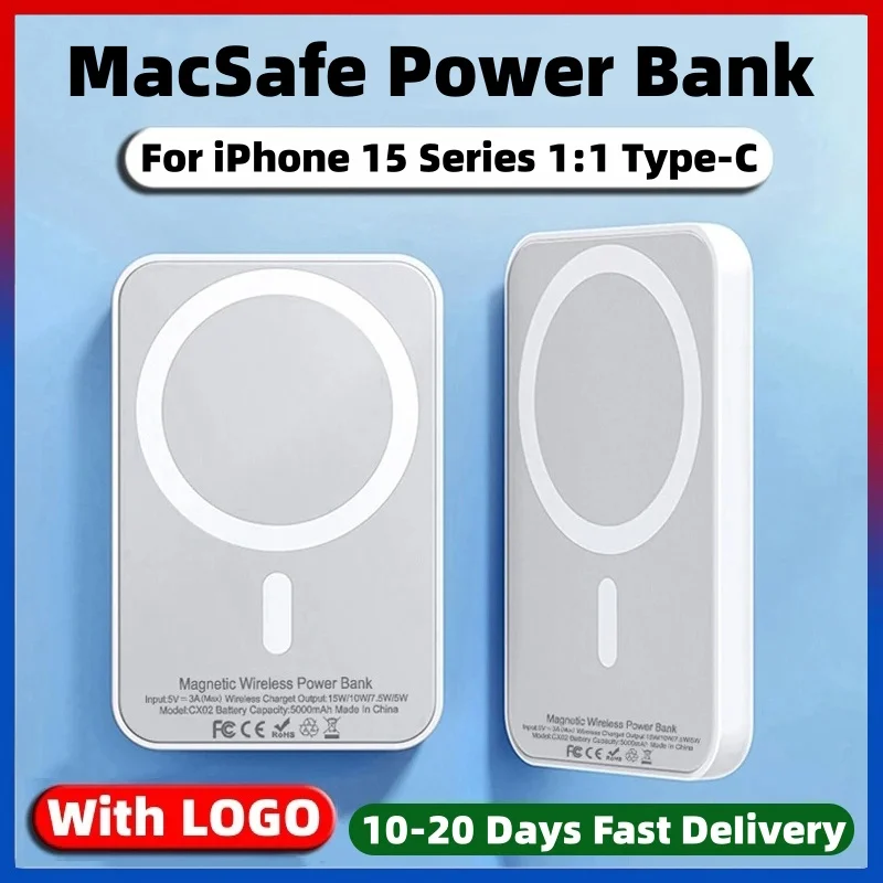 10000mAh의 새로운 TYPE-C 마그네틱 무선 보조 배터리는 iPhone 15 15Pro Max 15Plus 15 Mini 보조 보조 배터리 팩에 적합합니다.
