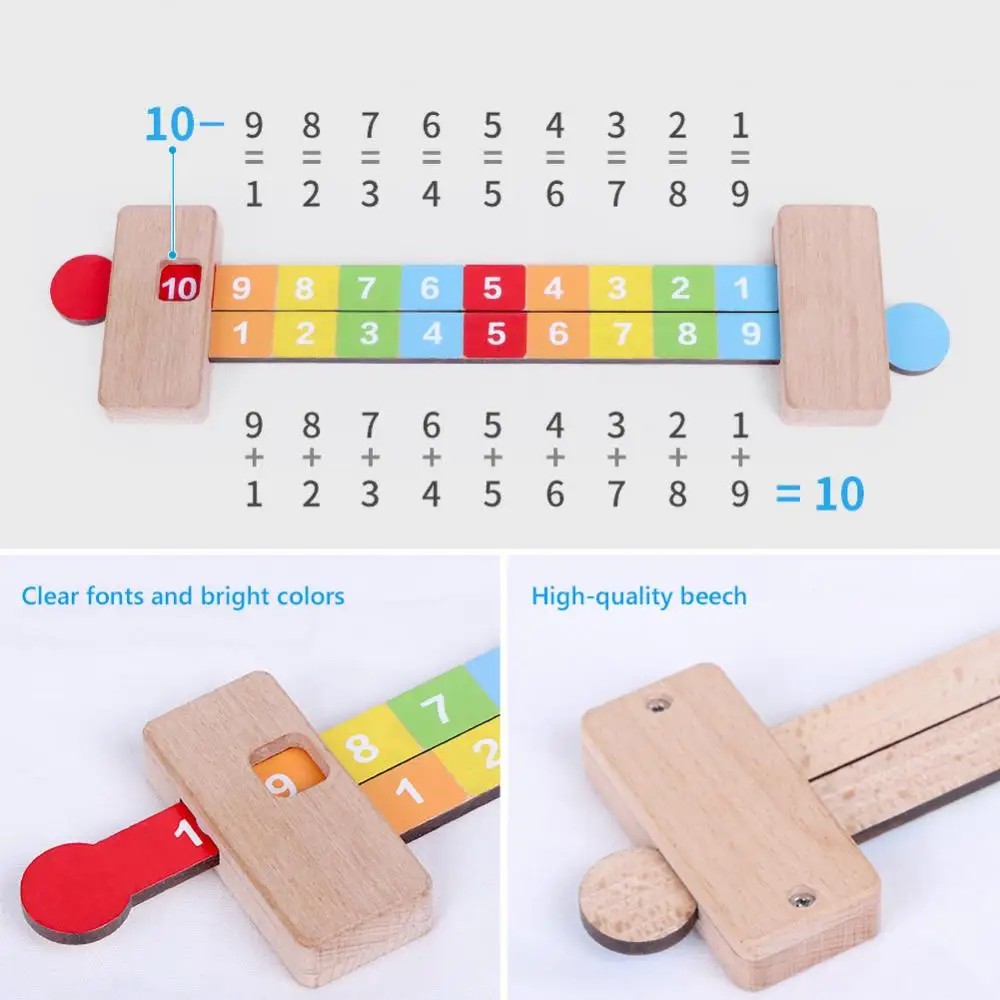 Kids 1-10 Numbers Addition Subtraction Ruler Toy School Arithmetic Teaching Aid