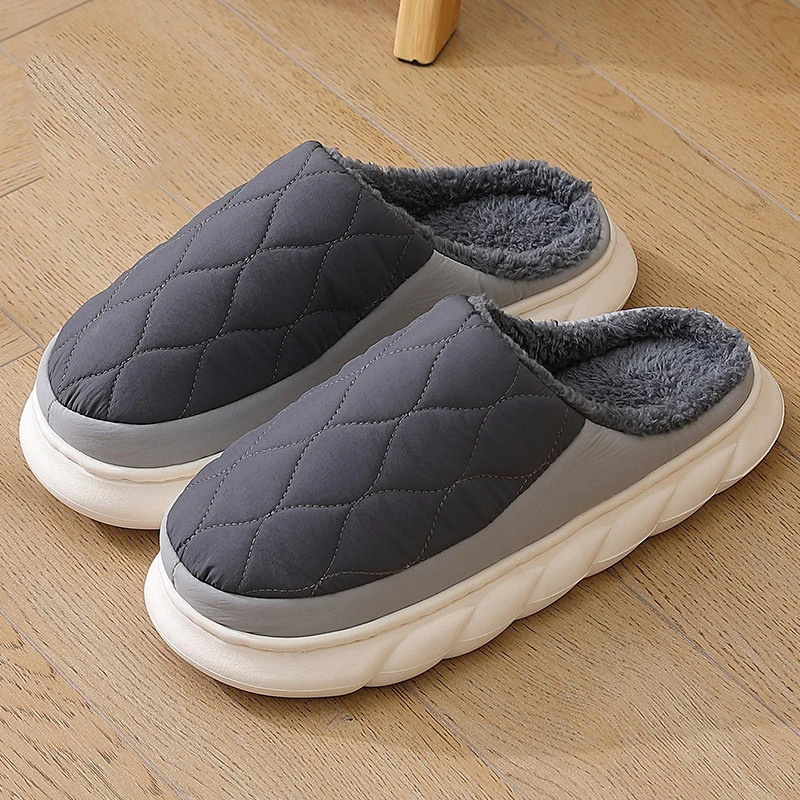 Crestar Women Warm Plush House slippers Indoor Anti-slip Winter Furry Slides For Men New Waterproof Short Plush Lined Slippers 6