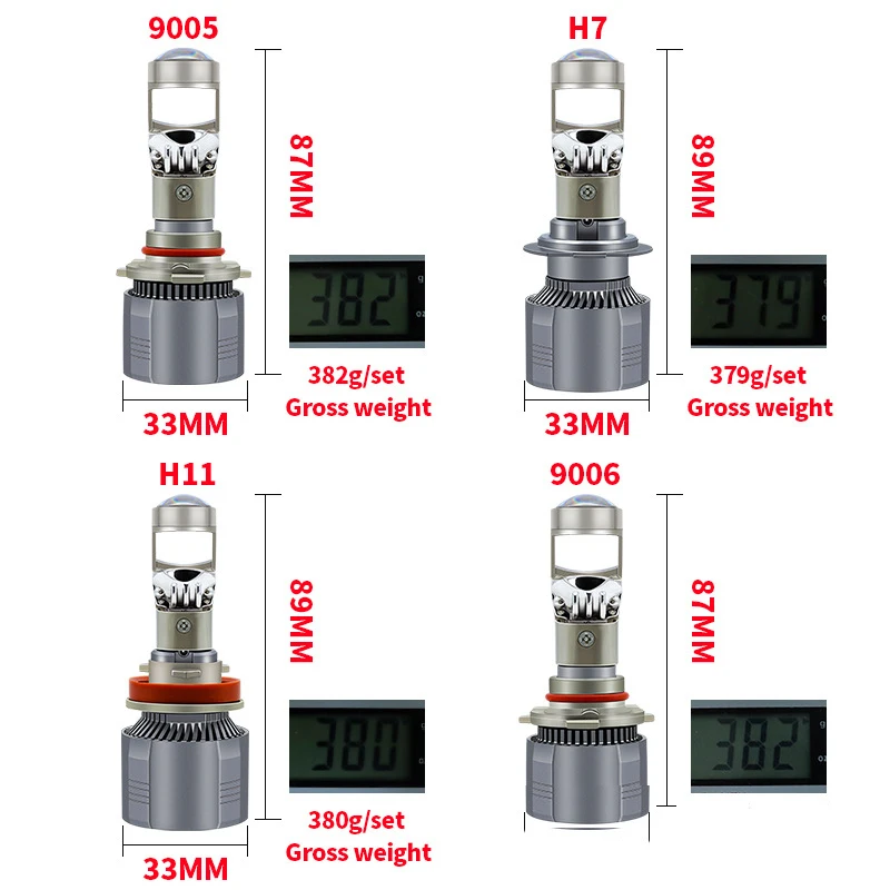 A80 LED 안개등 미니 헤드라이트 전구, 캔버스 자동 프로젝터 렌즈, H4 H7 H11 9005 9006, 범용 자동차 헤드램프, 터보 로우 빔 램프