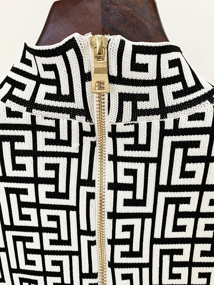 HIGH STREET Newest 2023 Designer Fashion Women's Geometric Monogram Jacquard  Knit Pullover Sweater - AliExpress
