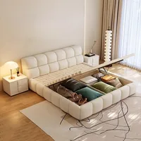 Lit King Size au Design Européen, Armoires de Rangement Polyvalentes, Accessoires de Chambre Chic, Décoration Contemporaine pour la Maison 1