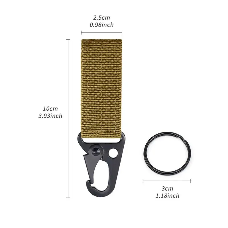 2pcs Tactical Hanging Buckle Molle Nylon Webbing Carabiner Belt Triangle Keychain for Outdoor Climbing Camping Tool Accessory 2