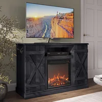47" TV Stand with 18" Electric Fireplace Heater & Media Entertainment Center Console Table for TV up to 50" with Open St 1
