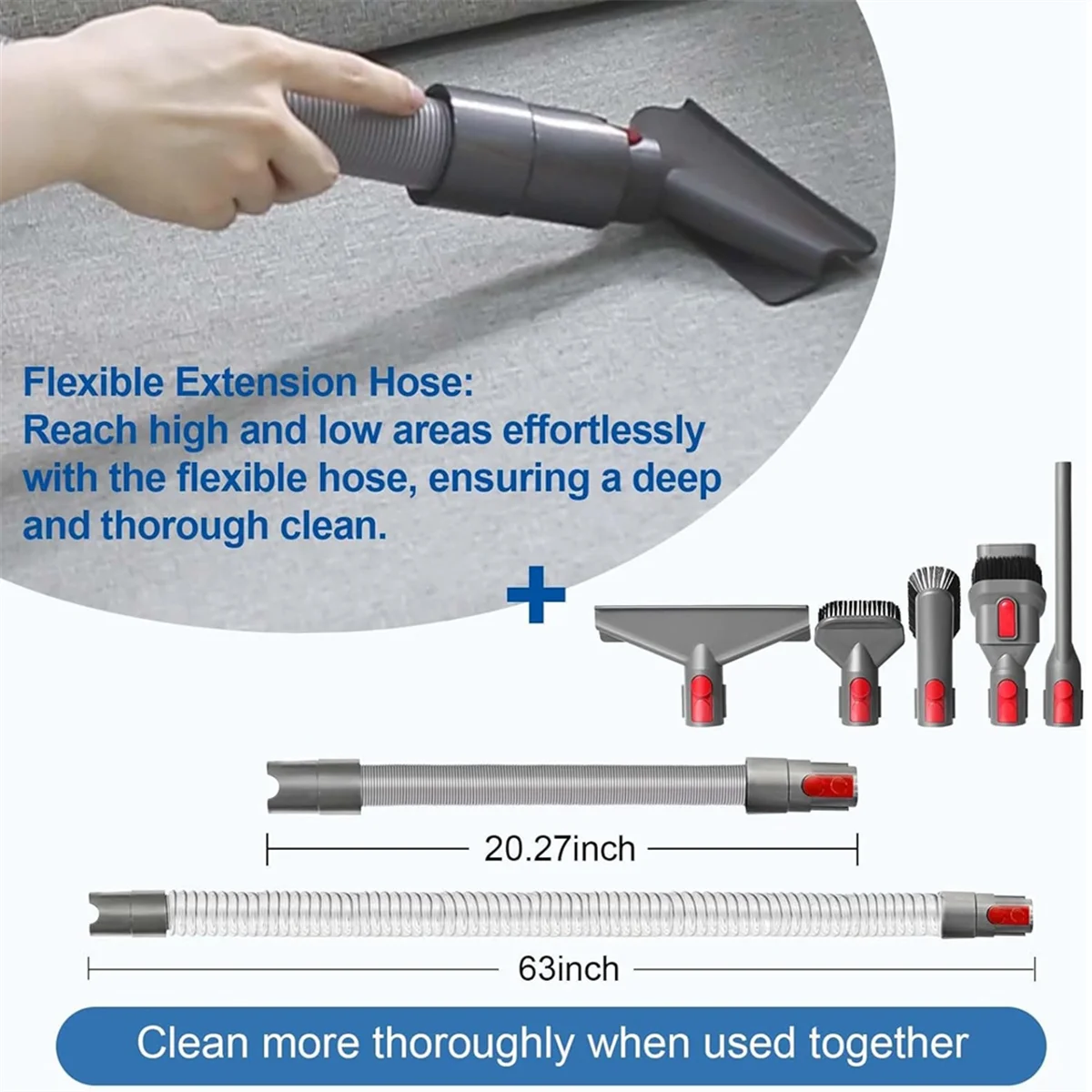 For V15 V11 V10 V7 V8 Vacuum Cleaner, Flexible Extension Hose Mattress Tool Stiff Brush Soft Bristle Attachment 3