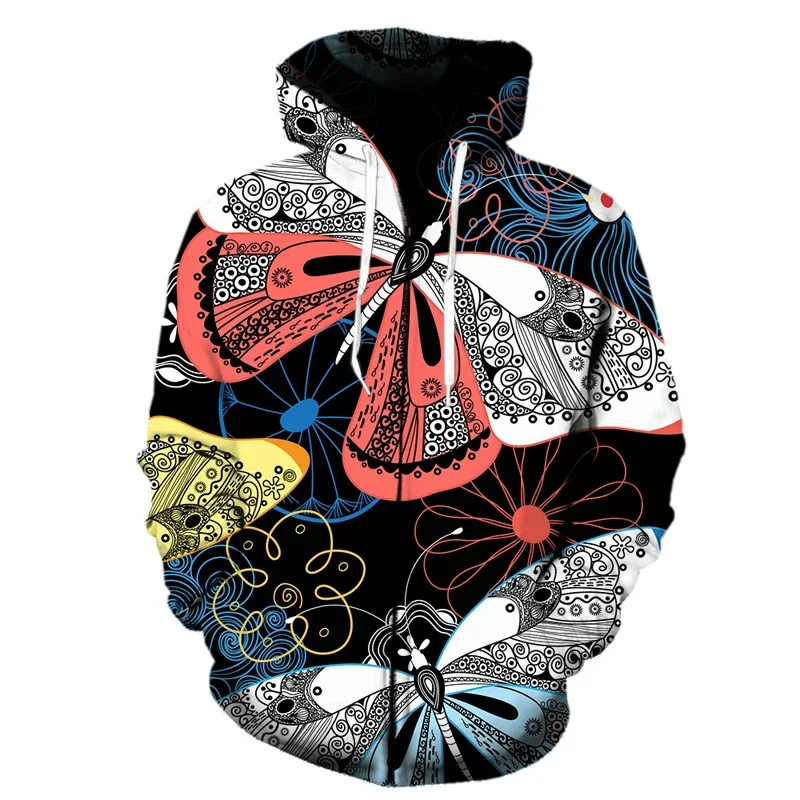 

2024 New Style Fashion Men 3D Print Zipper Sweatshirt Cartoon Butterfly Pattern Hoodies Spring Casual Hooded Pullover Sportswear