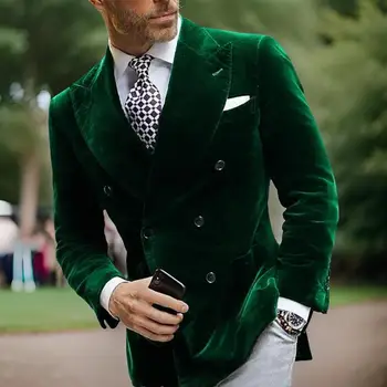Blazer doppiopetto in velluto per uomo, cena, festa, stile italiano, giacca da ballo, giacca elegante per la festa di nozze 2025 1