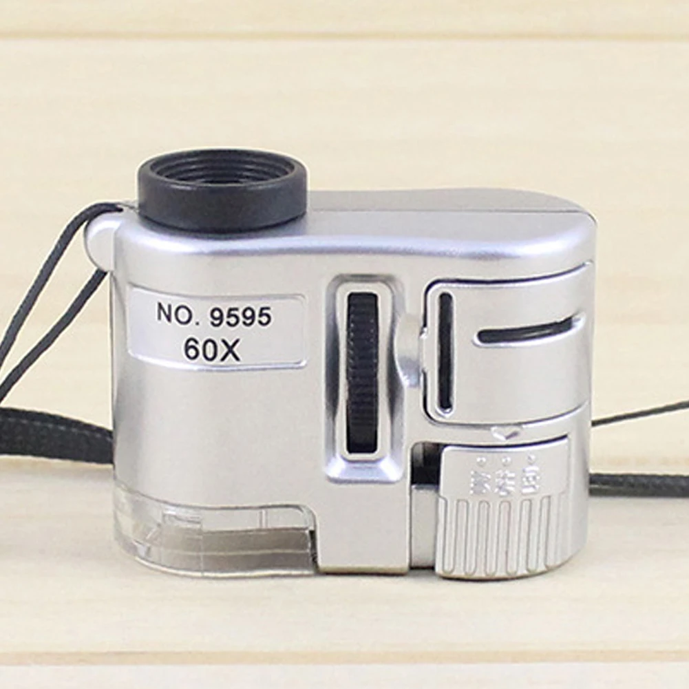 Portable 60X Handheld Magnifying Glass Mini Pocket Microscope Loupe Currency Detector Jeweler Magnifier With LED Light 6
