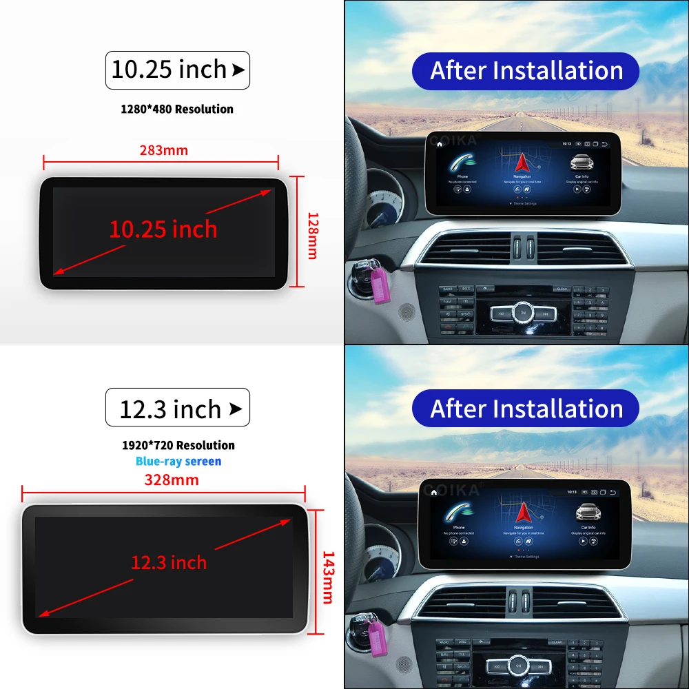 안드로이드 자동차 멀티미디어 라디오 태블릿, 메르세데스 W204, W205, X253, W447, 2007-2018, 와이파이 SIM, 4G, BT, GPS 네비게이션, 터치 스크린, 12.3 인치, 8 코어