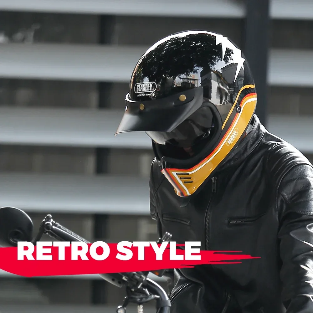 Helm Sepeda Motor Retro Full Face Vintage Helm Sepeda Motor