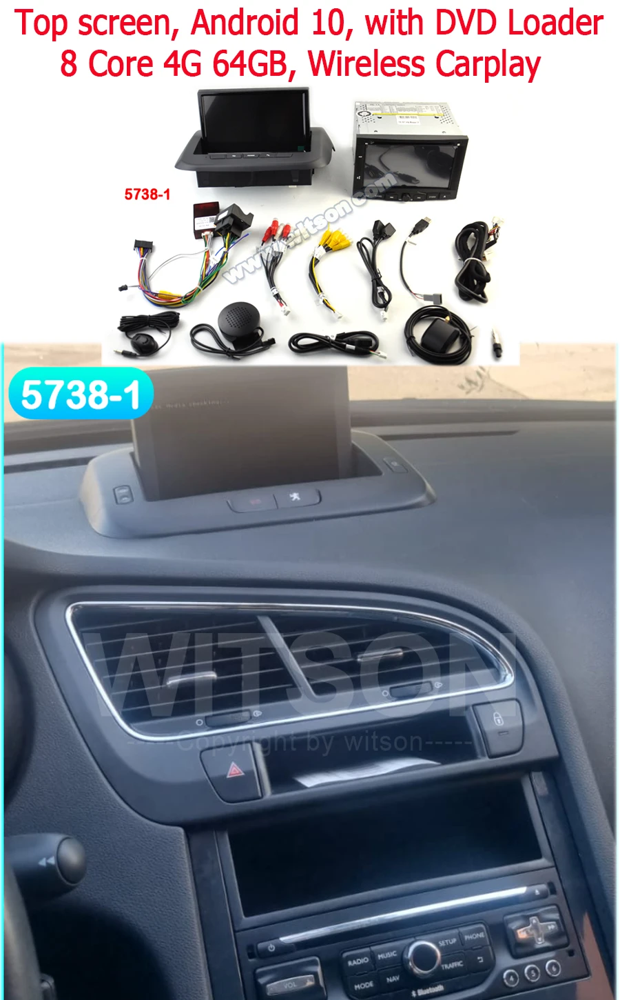 Autoradio GPS tactile Bluetooth Android & Apple Carplay Peugeot 3008 et  5008 + caméra de recul