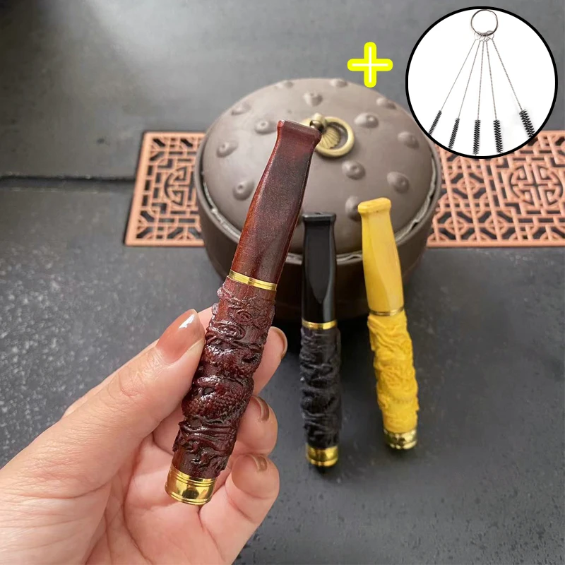 

New Handmade Creative Tobacco Filter Carving a dragon Circulation Cigarette Mouthpiece Remove to Clean For 8mm 6mm Smoking Tool