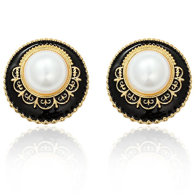 

Black Pearl Earrings For Women Golden Color Edge Hollow Design Eardrop Stub Gift 2023 Trending Wedding Aesthetic Jewelry