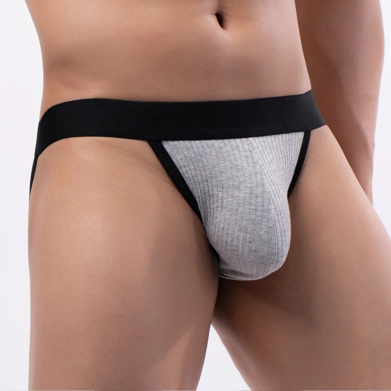 

Men Solid G- strings Thong Underwear Cotton Sexy Gay Sissy Panties Hombre Jockstrap Bulge Pouch Low-Rise Back Open Underpants