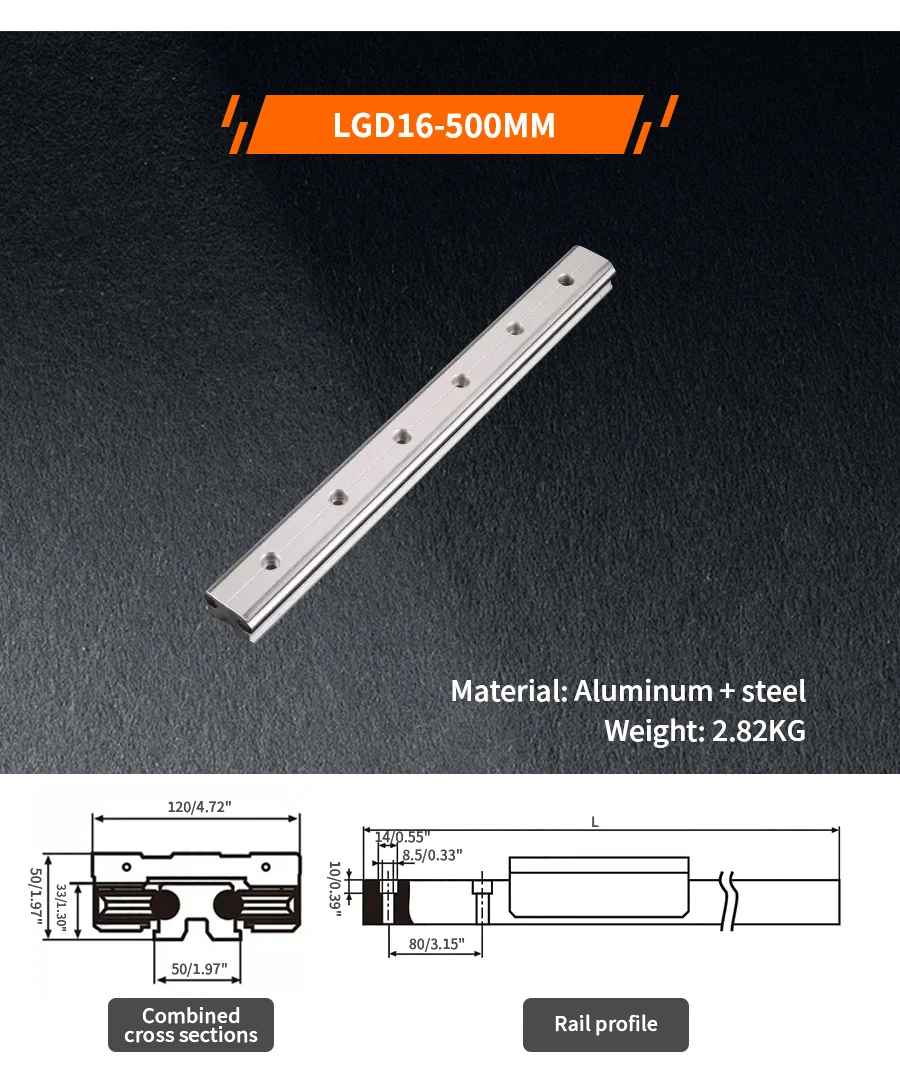 Externe zweiachsige Linearführung 1PC LGD6 LGD8 LGD12 optische Achse Holzbearbeitung Schiebetisch Rollenschieber Länge 150mm-1150mm – Detail 25