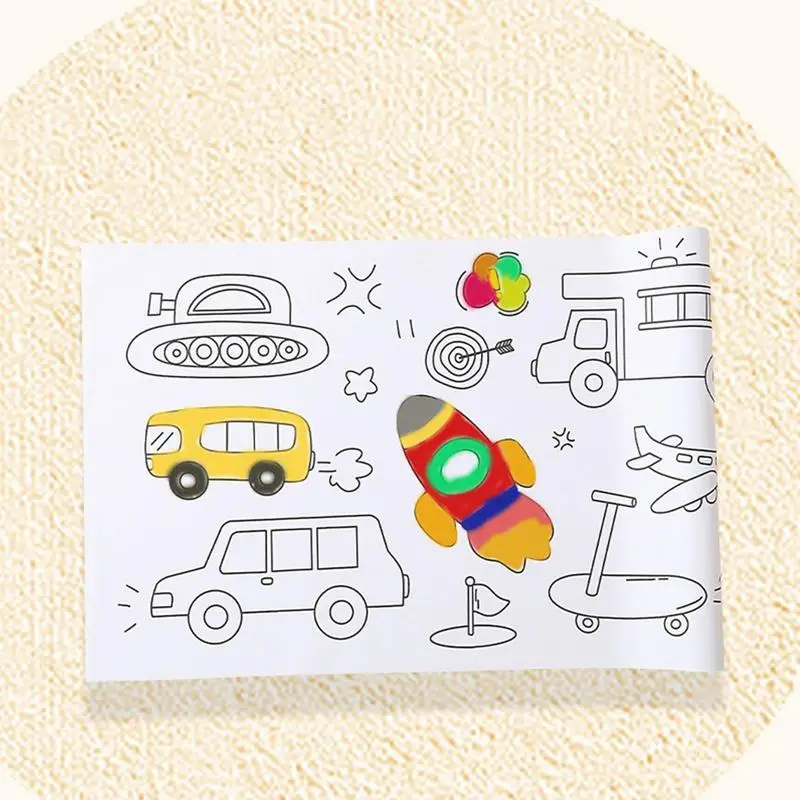 Children Coloring Paper Graffiti Scroll Drawing Roll DIY Sticky Color Filling Paper Early Educational Gift Toys Christmas Set