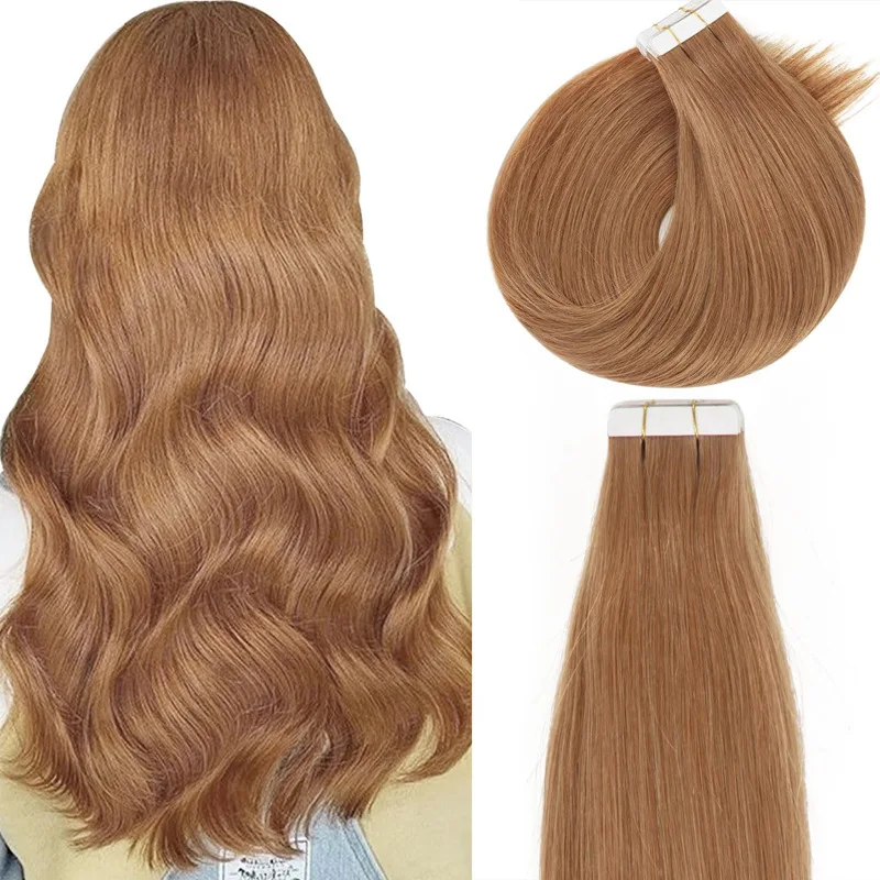 

Tape in Human Hair Extensions Balayage Blonde Remy Hair Customize Hair Color Soft Skin Weft Straight Seamless Hair Tape in Hair