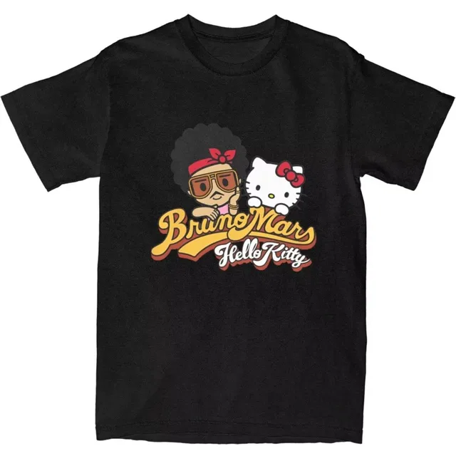 Haikyuu Bruno Mars Hello Kitty T-shirt Cotton T-shirt Women's Fashion T-shirt Retro Y2K Design Round Neck Short Sleeve T-shirt 1