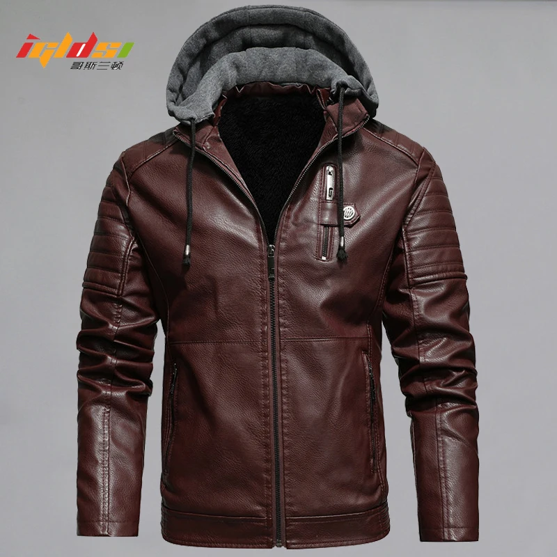 

New Men's Winter Fleece Thick Faux Leather Jackets Motorcylce Casual Motorcycle PU Jacket Biker Warm Leather Outwear Coats