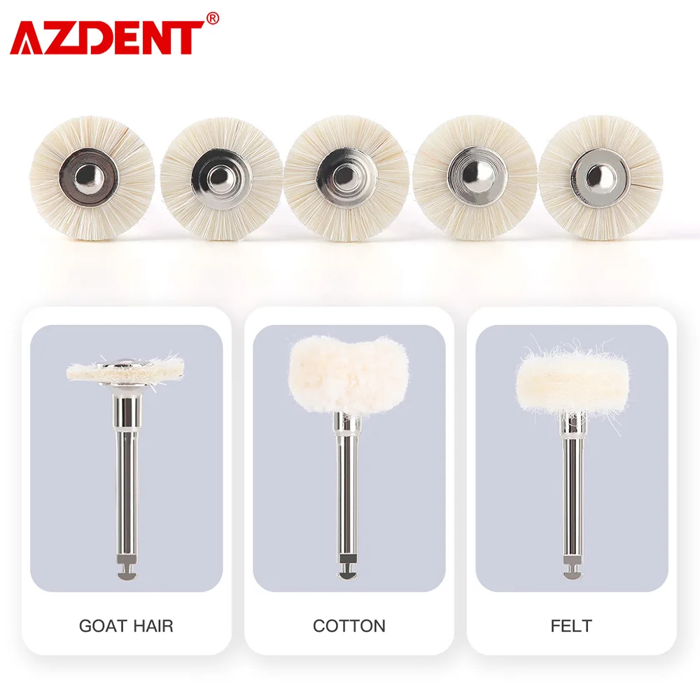 AZDENT 100pcs Nylon Flat Polishing Brushes – Latch-Type RA For Dental Lab – CE & FDA