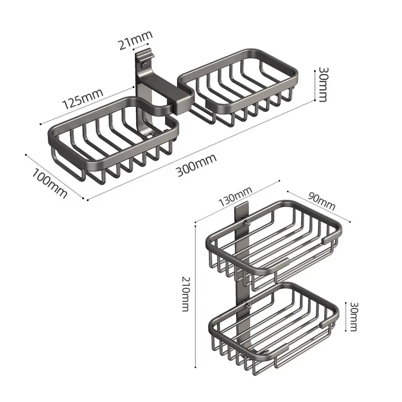 Wall Mounted Bathroom Soap Dish Holder Kitchen Sponge Storage Shelf Aluminum Self-adhesive Soap Box Basket Rack Home Organizer soap holder,soap dish rack