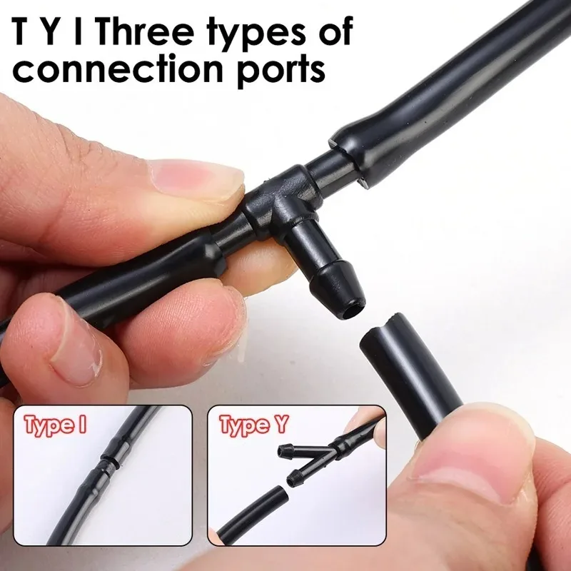 Universal Windshield Washer Nozzle and Hose Kit Adjustable Car Washer Jet Replacement with Connectors for Most Cars Repair Kit