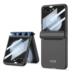 GKK Original Magnetic Hinge Case with Screen Protector - All - in - One Cover - Galaxy Z Flip6 (Black)