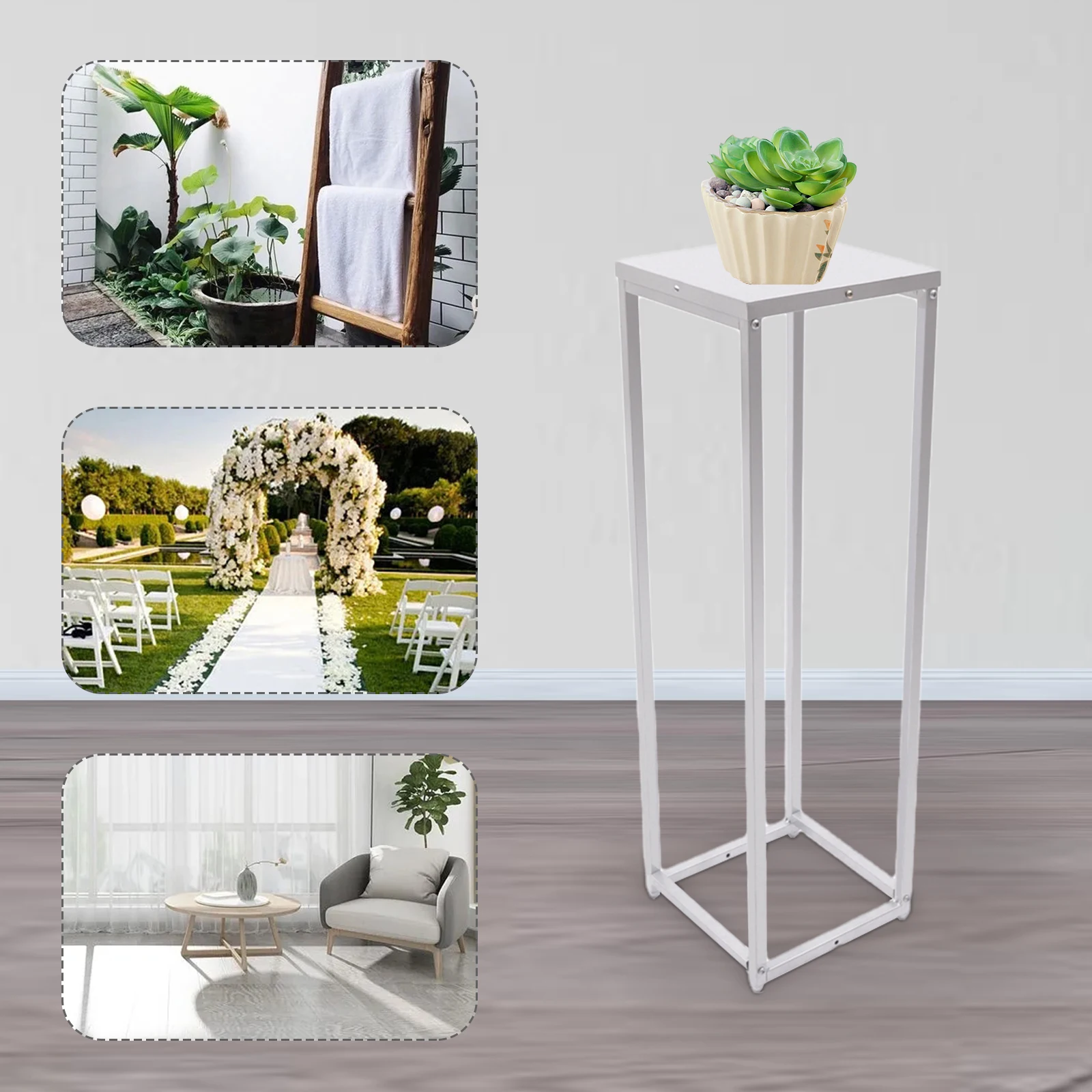 

Flower Floor Stand Metal Column Flower Stand Flower Arrangement For Wedding Party Dinner Centerpiece Silver