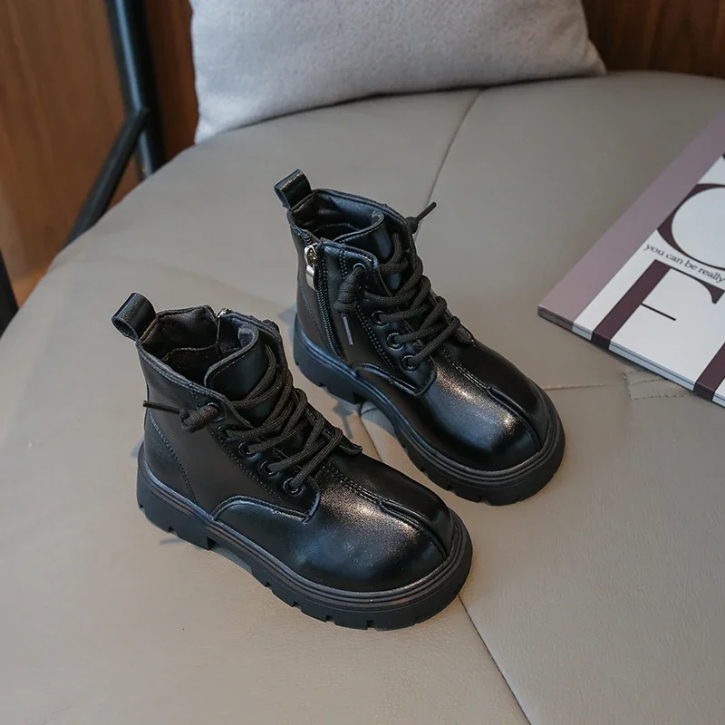 

Children Leather Boots Korean Style Little Girls Soft Soled Short Boots 2023 Autumn and Winter New Anti Slip Kids Fashion Boots